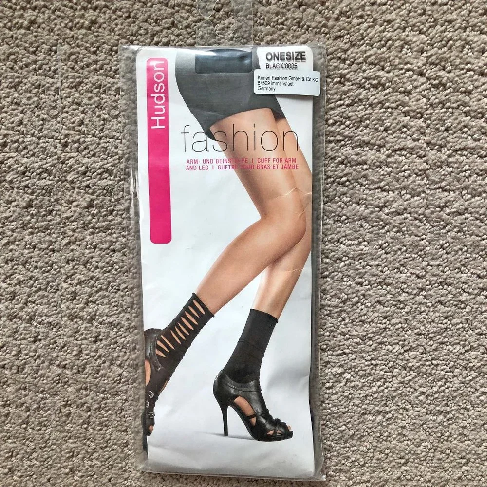 Hudson Fashion Ripped Black Cuffs for Arms or Legs Matte Opaque Women One Size